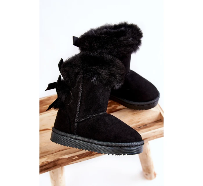 Dětské Teplé Sněhule Semišové s Černe model 21597169 - Boto Dětské Teplé Sněhule Semišové s Černe model 21597169 - Boto