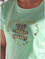 TEDDYCAP dámske tričko s medvedíkom mätová FashionStreet RY2747