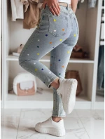 Dámske slim fit džínsy SHINYFIT stars blue FashionStreet UY2452