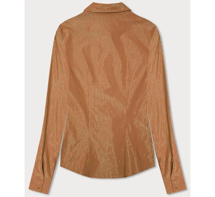 Koszula damska w srebrne paseczki karmelowa (AWT0111)