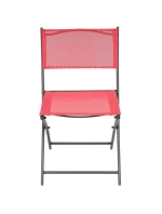 BALKÓNOVÝ NÁBYTOK SADA OKRÚHLY STÔL A 2 SKLADACIE STOLIČKY ČERVENÁ