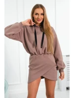 Hrejivé šaty s obálkovým spodným dielom mocca Hrejivé šaty s obálkovým spodným dielom mocca