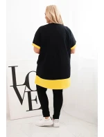 Dámske Plus veľkosť tunika s kvetinovým vzorom a dekoratívne korálky žltá