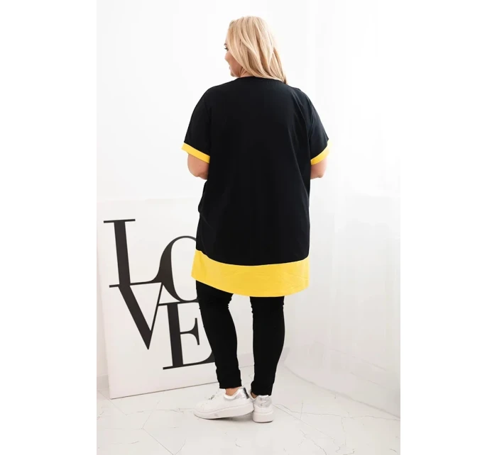 Dámske Plus veľkosť tunika s kvetinovým vzorom a dekoratívne korálky žltá