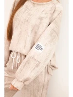 Dámská oversize souprava z viskózy s efektem model 21421726 tmavě béžová - K-Fashion Dámská oversize souprava z viskózy s efektem model 21421726 tmavě béžová - K-Fashion