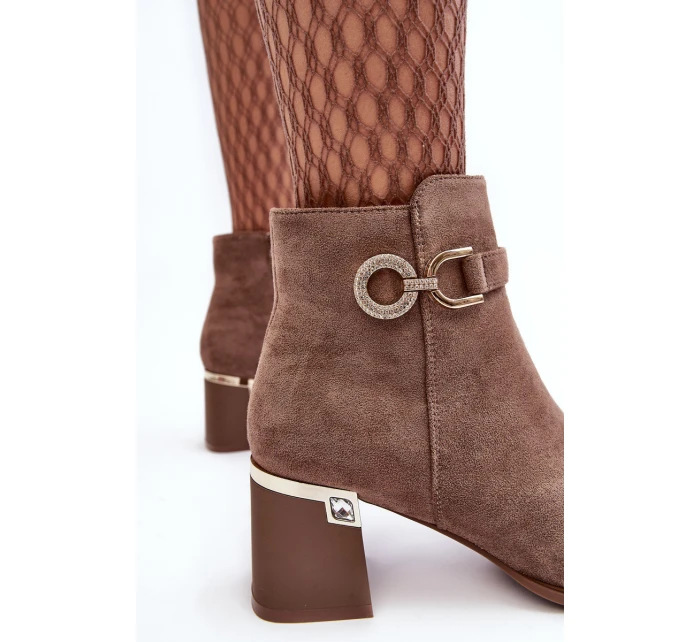 Dámské Semišové Botky Hnědé model 21638450 - Boto
