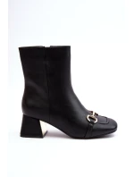 Boty Na Podpatku S Ozdobou Černé model 21643263 - Boto