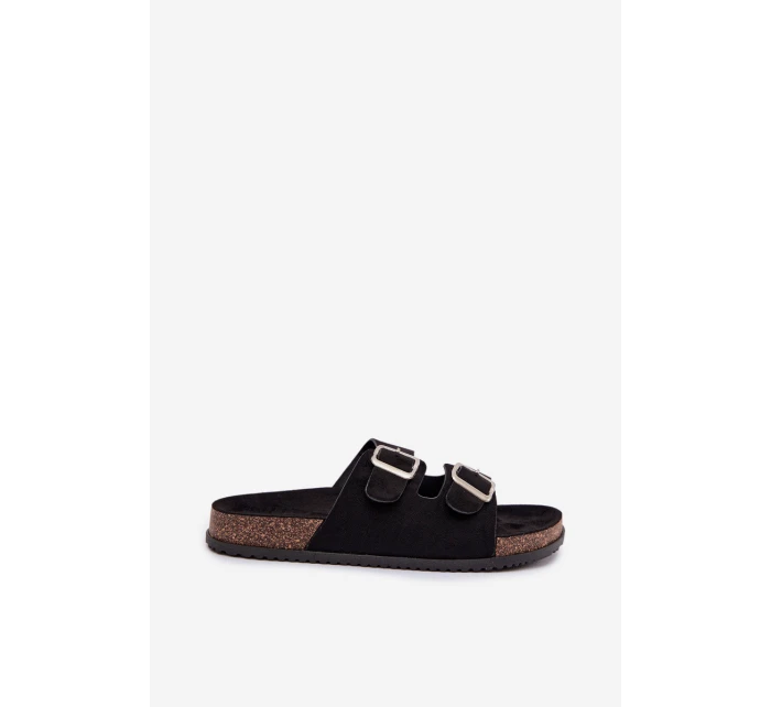 Dámské pantofle s přezkami Černé Oliena