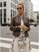 Hnedá dámska kožená bunda FashionStreet TY5540