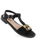 Zirkónové pohodlné sandále S.Barski W OLI261A black Zirkónové pohodlné sandále S.Barski W OLI261A black