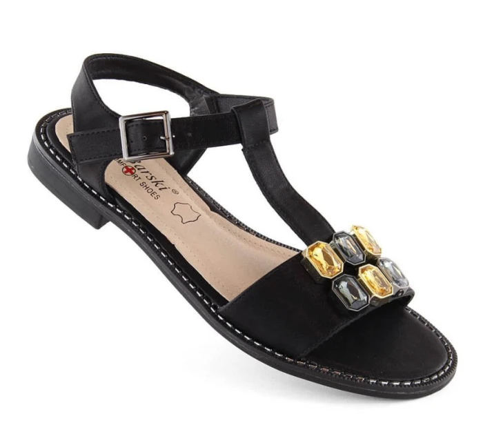 Zirkónové pohodlné sandále S.Barski W OLI261A black Zirkónové pohodlné sandále S.Barski W OLI261A black