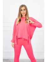 Sada s oversize halenkou růžová neonová