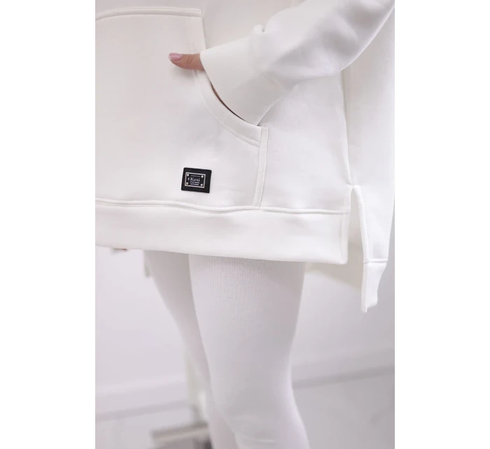 Bavlnená súprava, zateplená mikina + legíny ecru