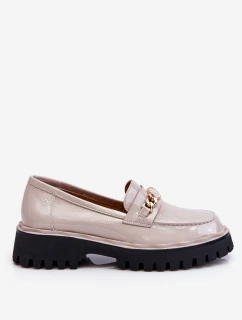 Lakierowane Mokasyny Na Platformie Jasnoszare Ronin