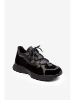 Dámské kožené sportovní boty model 21638349 černé - Zazoo