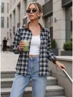 Dámska kockovaná košeľa na gombíky tmavomodrá FashionStreet DY0483