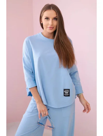 Bavlnená mikina nohavice set modrá