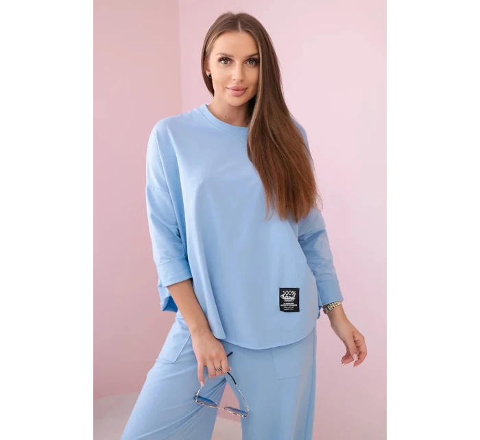 Bavlnená mikina nohavice set modrá