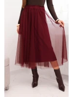 Dámska midi sukňa z tylu s viskózovou podšívkou bordová Dámska midi sukňa z tylu s viskózovou podšívkou bordová