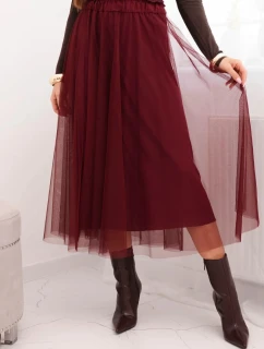 Dámská midi sukně model 21784985 s podšívkou viskóza bordová - K-Fashion