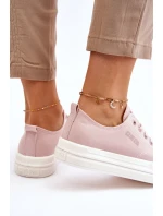 Niskie Sznurowane Tenisówki Big Star LL274970 Nude