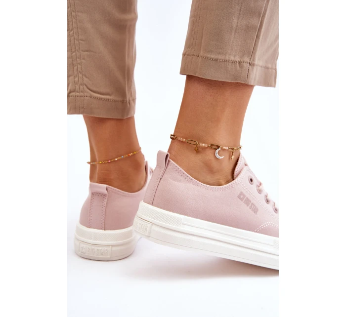 Niskie Sznurowane Tenisówki Big Star LL274970 Nude