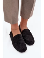 Loafersy Mokasyny Damskie Płaskie Czarne Roseline