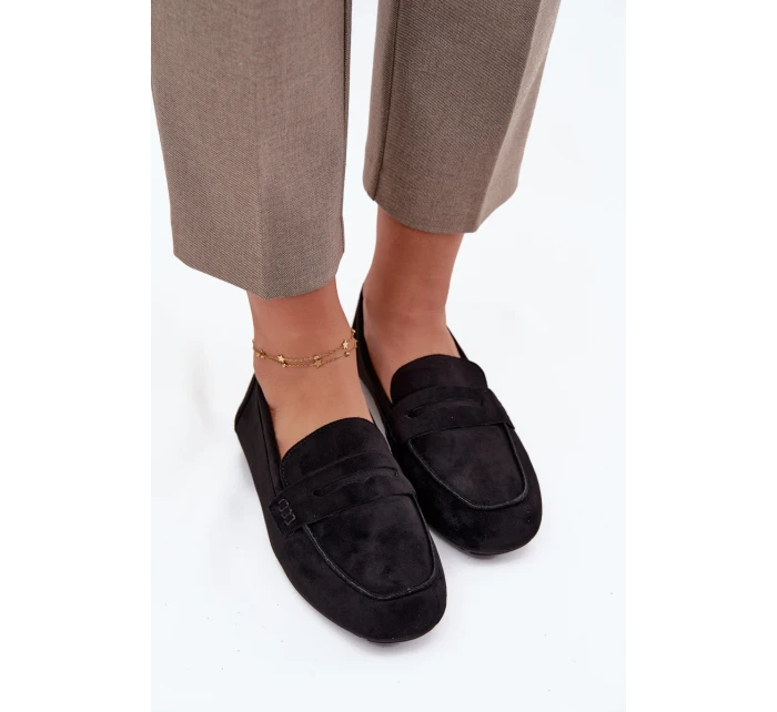 Loafersy Mokasyny Damskie Płaskie Czarne Roseline