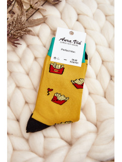 Pánske ponožky so štvorcovou špičkou žlté