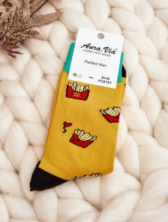 Pánske ponožky so štvorcovou špičkou žlté