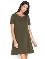 Dámske šaty na denné nosenie vo voľnom strihu krátkej khaki - Khaki - Makadamové