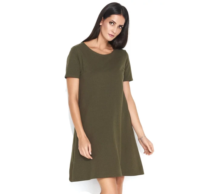 Dámske šaty na denné nosenie vo voľnom strihu krátkej khaki - Khaki - Makadamové