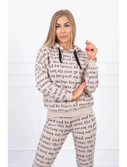 Dámská souprava s potiskem model 20318247 béžová - Kesi Dámská souprava s potiskem model 20318247 béžová - Kesi