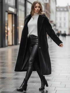 Dámsky zimný kabát teddy s kožušinou dlhý čierny FashionStreet NY0760z