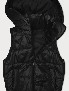 Čierna páperová vesta s odnímateľnou kapucňou (B8247-1)
