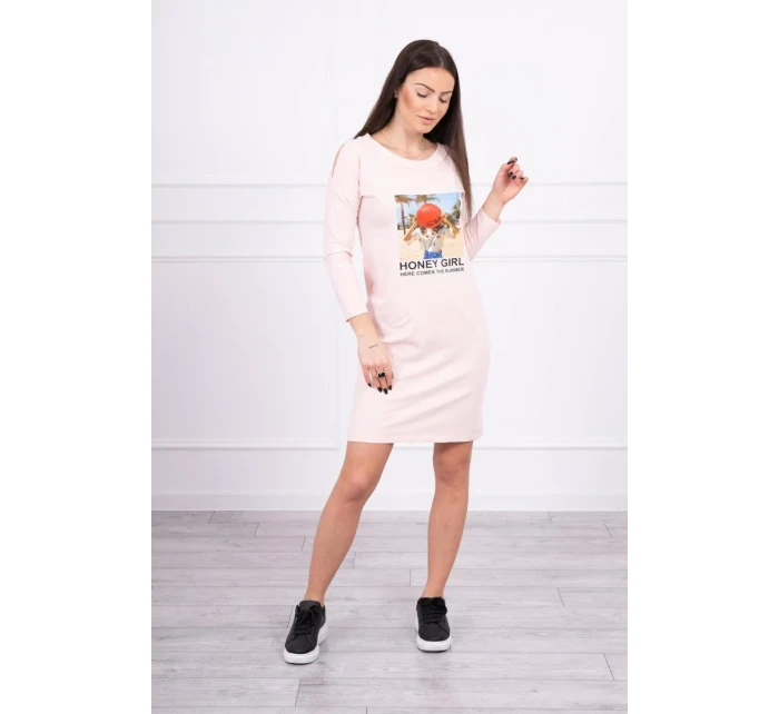 Šaty s potlačou Honey girl púdrovo ružové Šaty s potlačou Honey girl púdrovo ružové