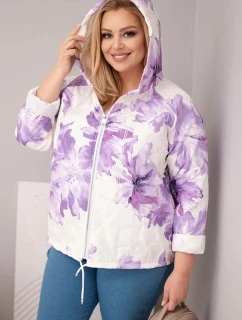 Dámske Plus veľkosť jarná bunda s kvetinovým vzorom fialová