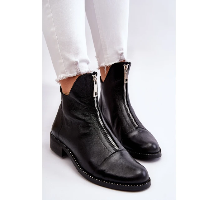 Kožené kozačky na zip Nicole model 21612117 Černá - Zazoo