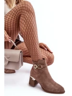 Dámské Semišové Botky Hnědé model 21638450 - Boto