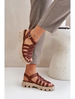 Kožené Dámské Sandály Zazoo model 21682166 Hnědé - Boto Kožené Dámské Sandály Zazoo model 21682166 Hnědé - Boto