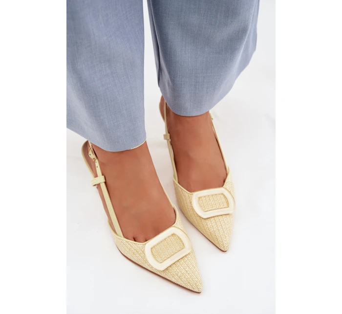 Dámské sandály na podpatku s ozdobným Žluté model 22028004 - Boto