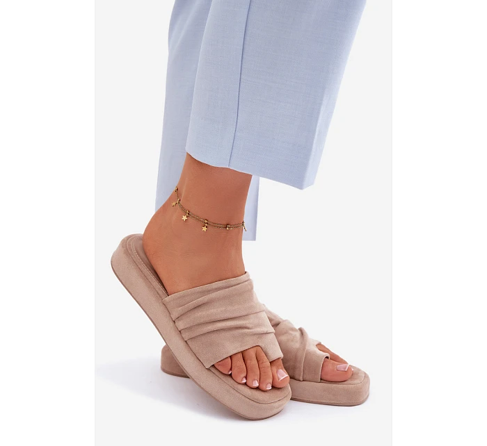 Dámské pantofle s řasením Béžové Gelmira