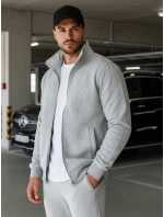 Pánska mikina na zips bez kapucne sivá BX4109