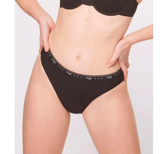 Dámské kalhotky 24/7 100 Tai 3P - BLACK - černá 0004 - SLOGGI