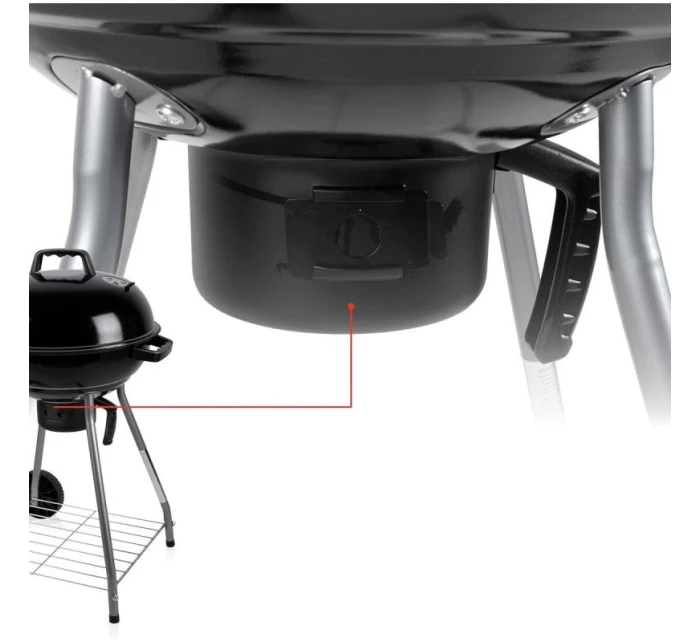 GUĽOVÝ ZÁHRADNÝ GRIL REX STEEL 46CM S POPOLNÍKOM