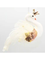 DEKORATÍVNA LABUŤ ZÁVESNÁ OZDOBA 17CM PERLEŤOVÉ KRÍDLA