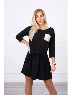 Šaty s flitrovou kapsou černé