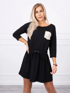 Šaty s flitrovou kapsou černé