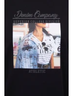 Blúzka s potlačou koláží čierna