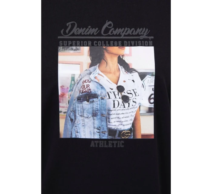 Blúzka s potlačou koláží čierna